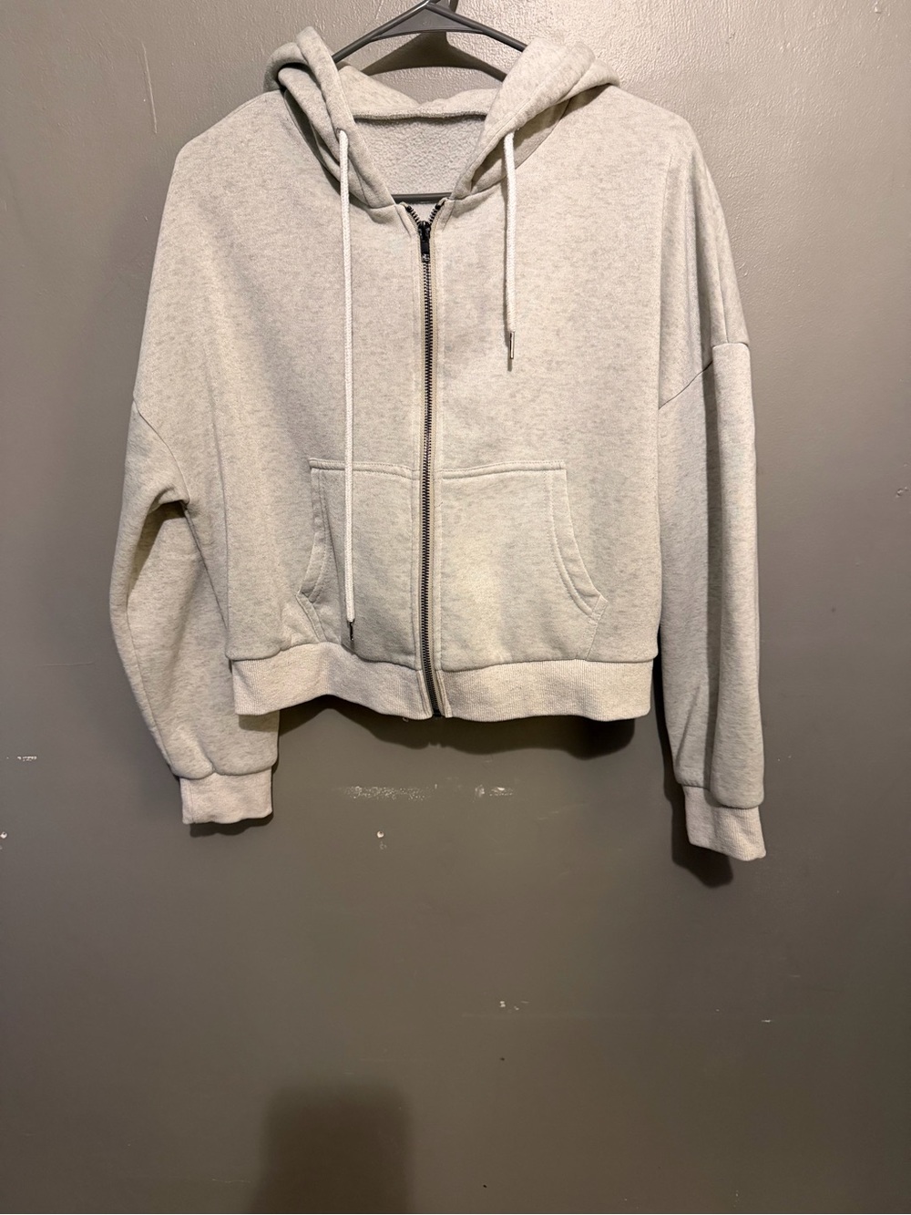 Source Unknown Light Gray Cropped Zip Hoodie